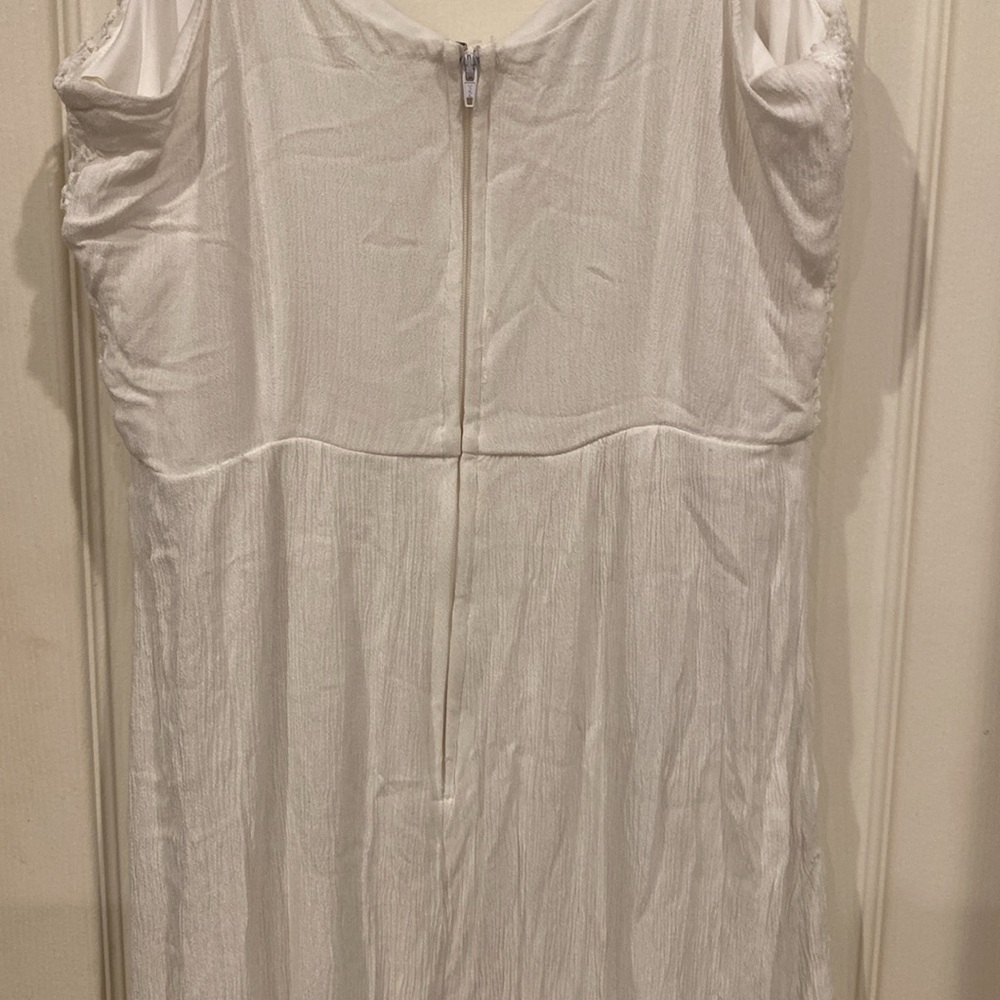 Boho White Sleeveless Maxi Dress w/Adjustable Straps and Crochet details size S - Picture 6 of 8